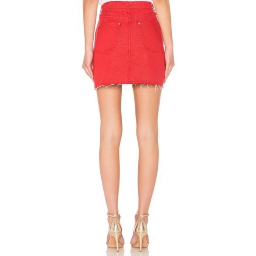 RAG & BONE Raw Hem Red Denim Skirt 29
